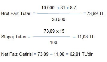 Faiz Hesaplama Formülü Örnek